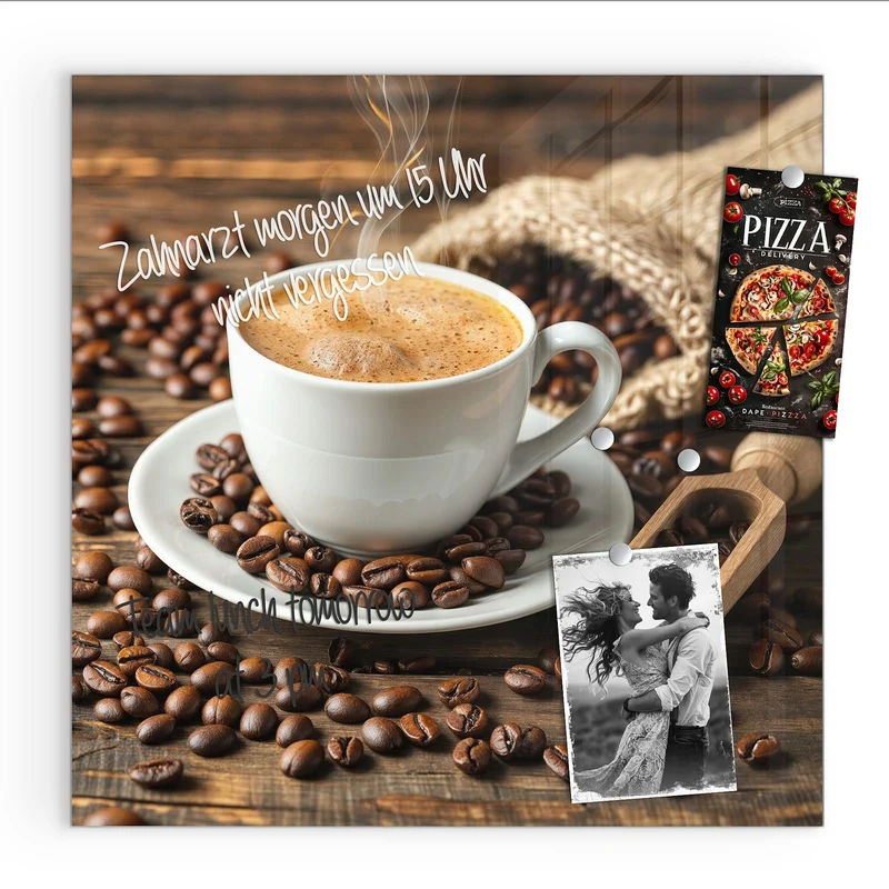 Magnettafel - Kaffee mit Holzschaufel