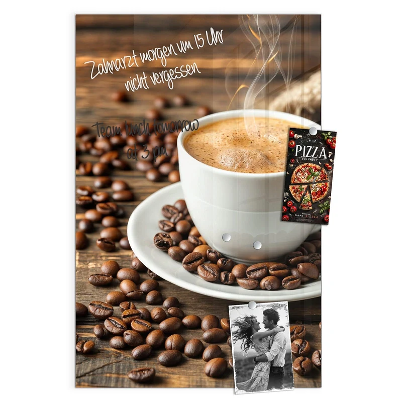 Magnettafel - Kaffee mit Holzschaufel