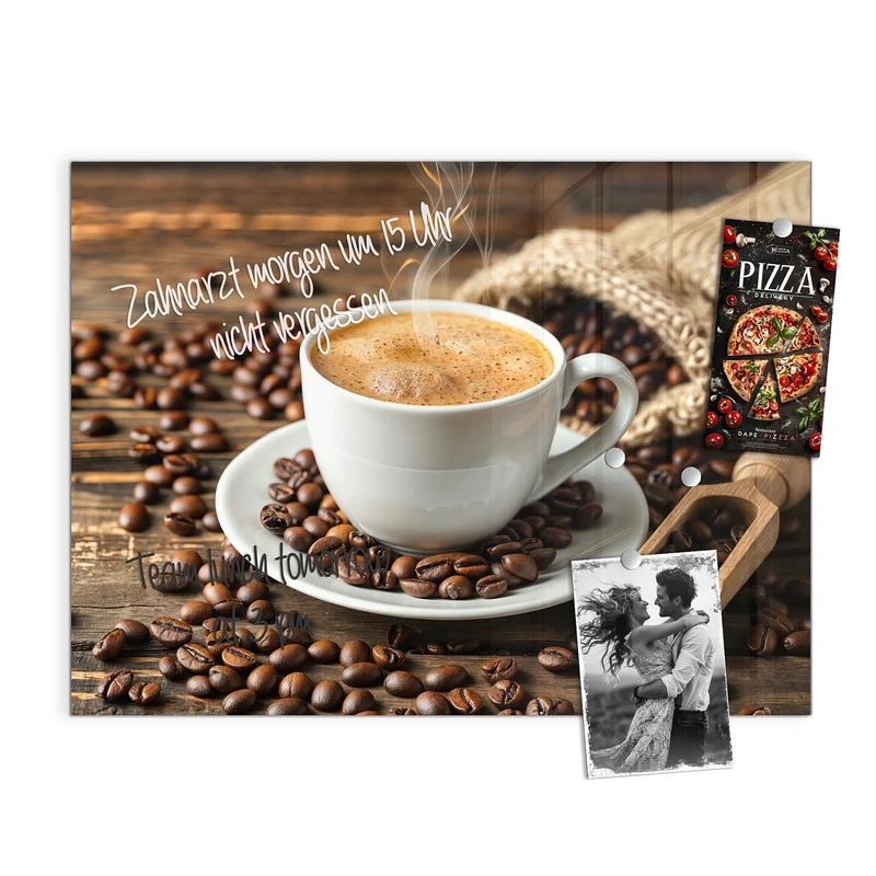 Magnettafel - Kaffee mit Holzschaufel