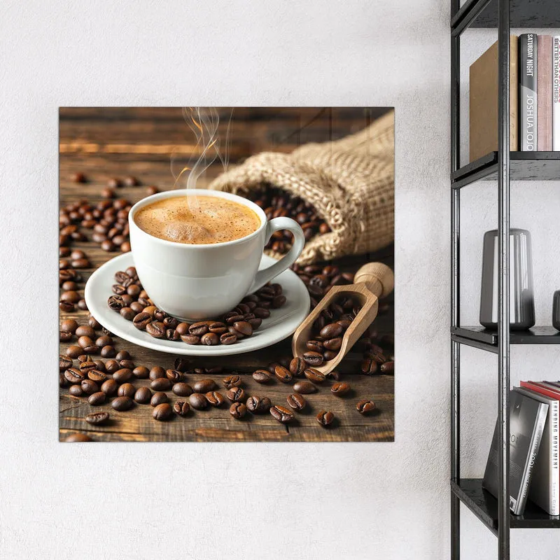 Magnettafel - Kaffee mit Holzschaufel