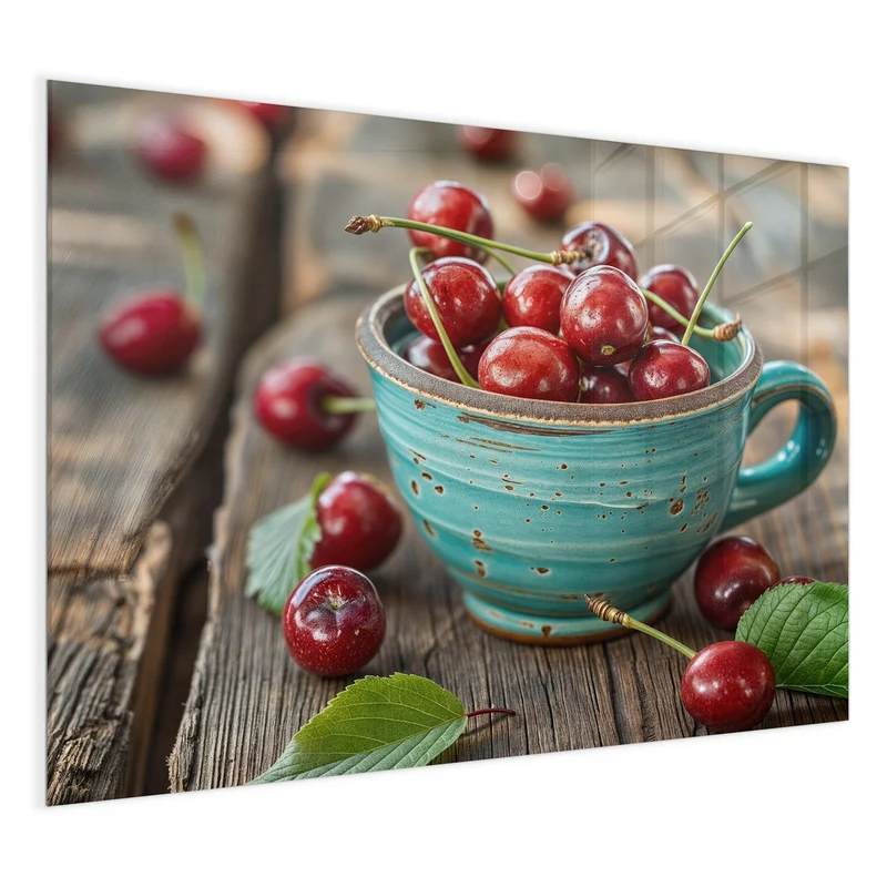 Magnettafel - Tasse mit Kirschen