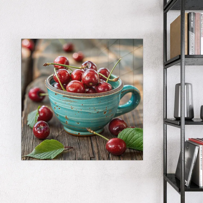 Magnettafel - Tasse mit Kirschen
