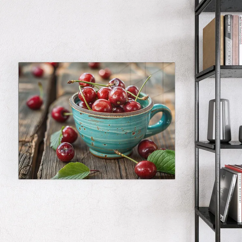 Magnettafel - Tasse mit Kirschen