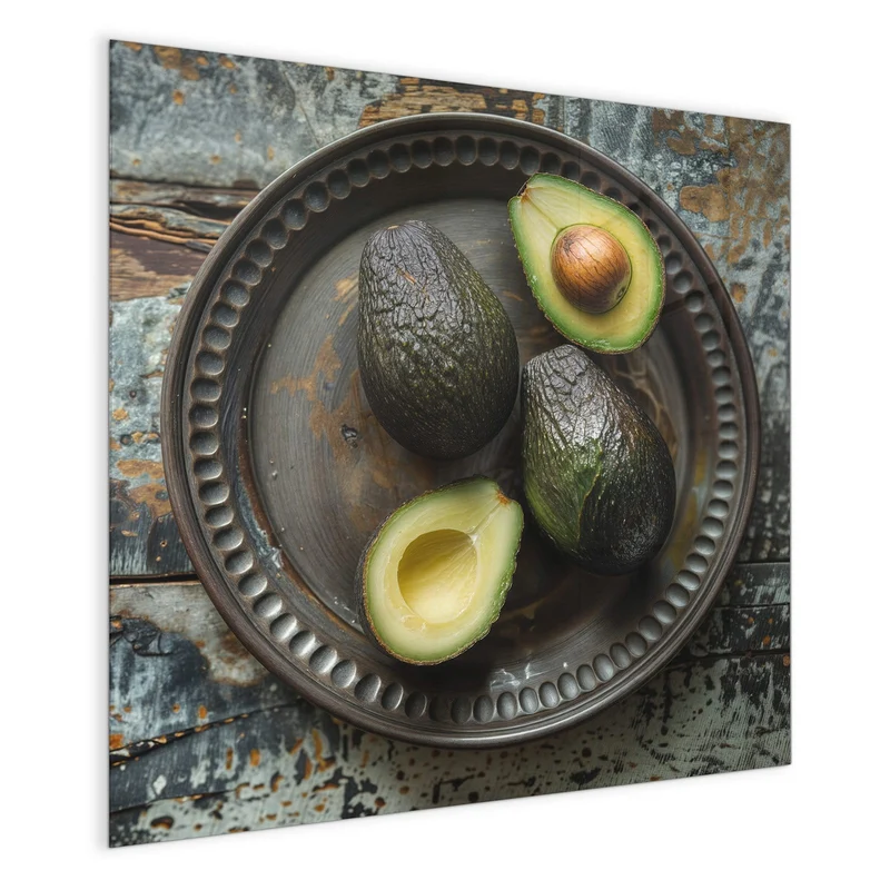 Magnettafel - Avocados auf Zinnteller