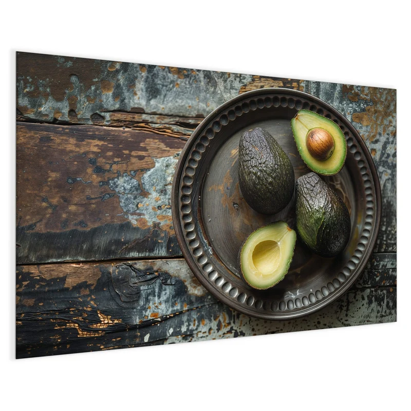 Magnettafel - Avocados auf Zinnteller