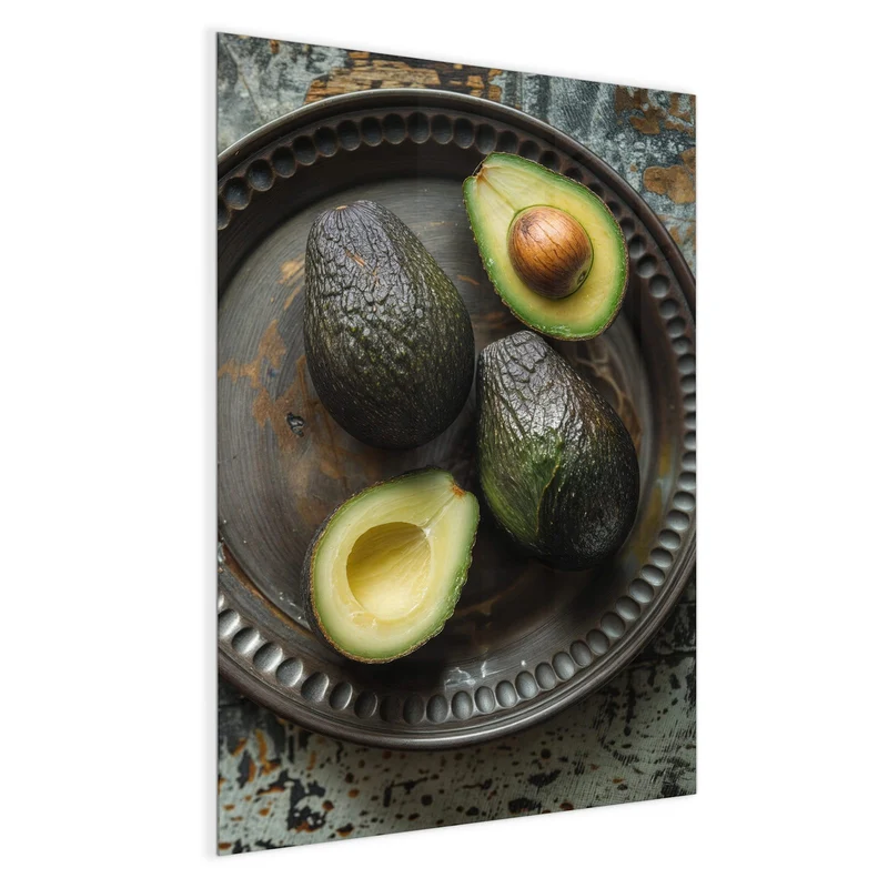 Magnettafel - Avocados auf Zinnteller