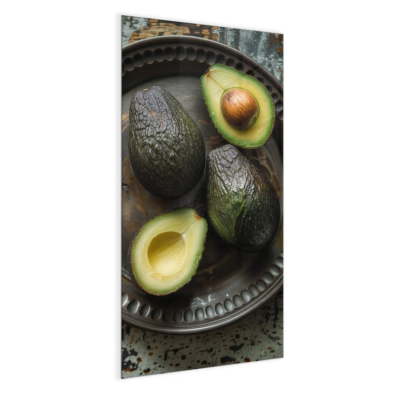 Magnettafel - Avocados auf Zinnteller