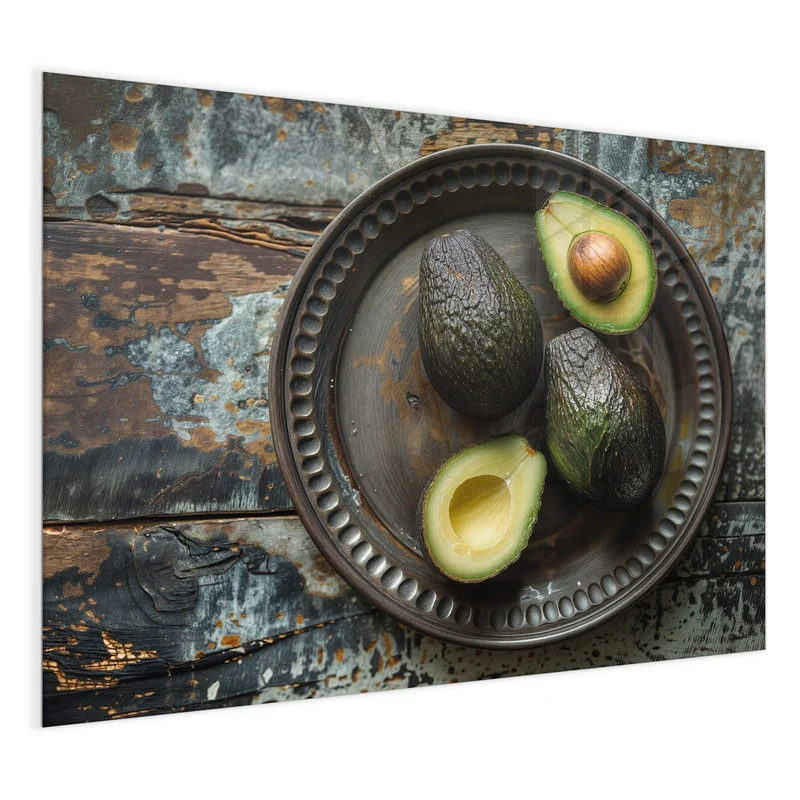 Magnettafel - Avocados auf Zinnteller