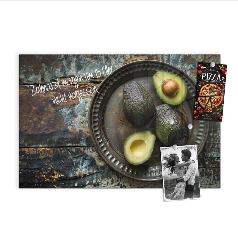 Magnettafel - Avocados auf Zinnteller