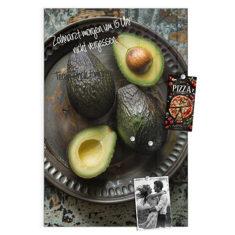 Magnettafel - Avocados auf Zinnteller