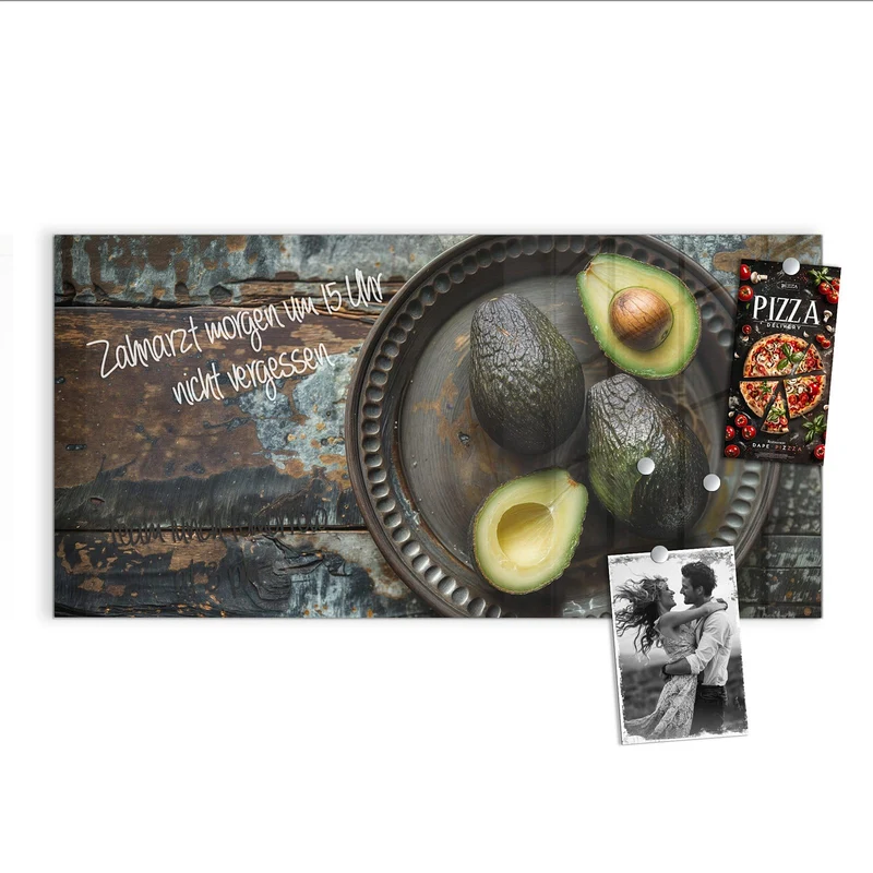 Magnettafel - Avocados auf Zinnteller