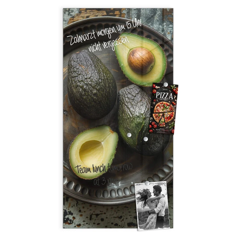 Magnettafel - Avocados auf Zinnteller