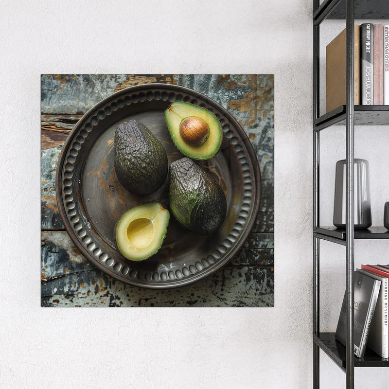 Magnettafel - Avocados auf Zinnteller