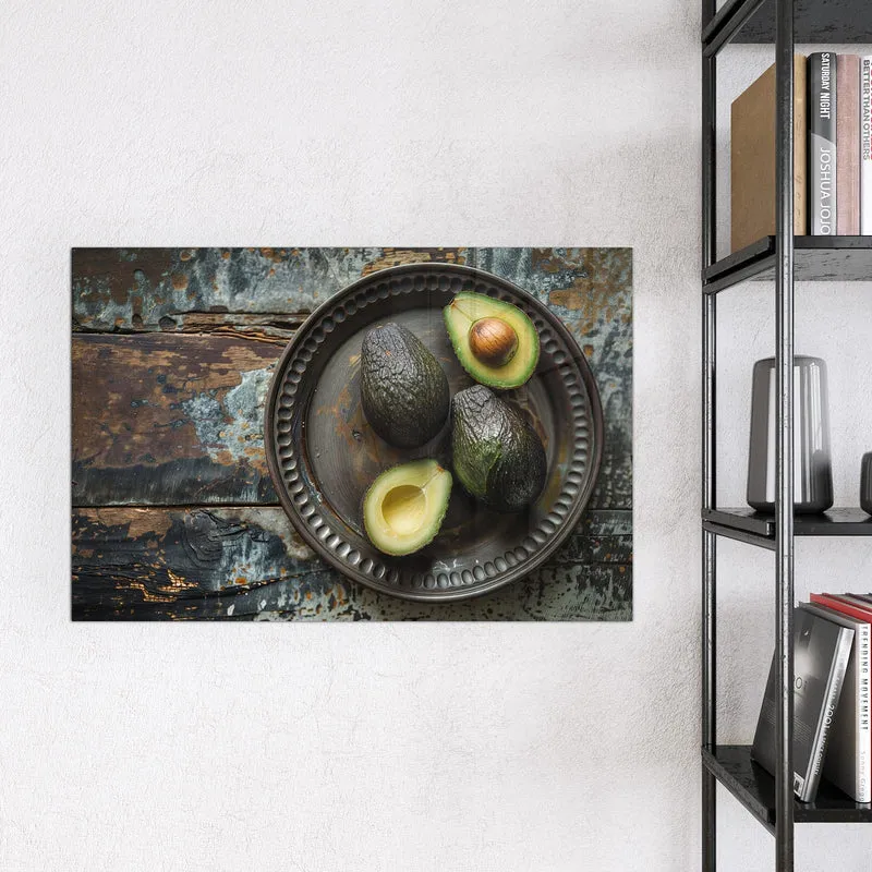 Magnettafel - Avocados auf Zinnteller