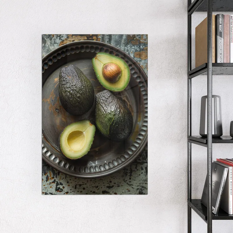 Magnettafel - Avocados auf Zinnteller