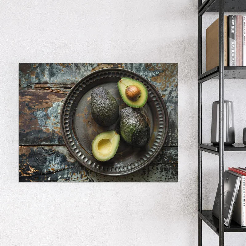 Magnettafel - Avocados auf Zinnteller