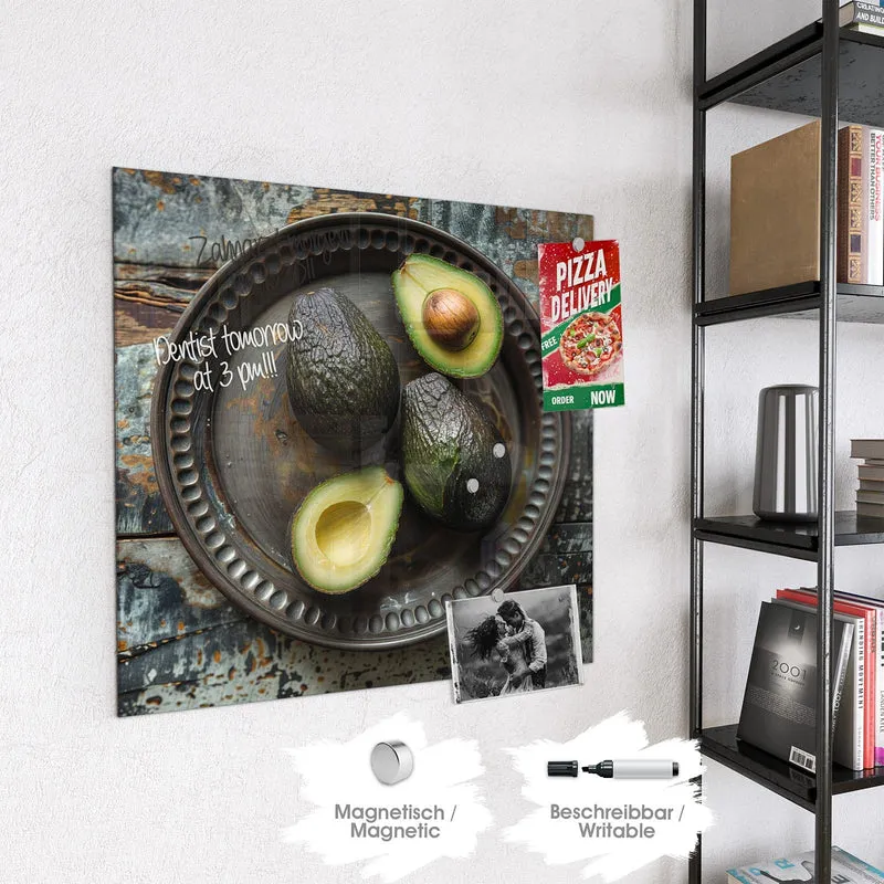 Magnettafel - Avocados auf Zinnteller