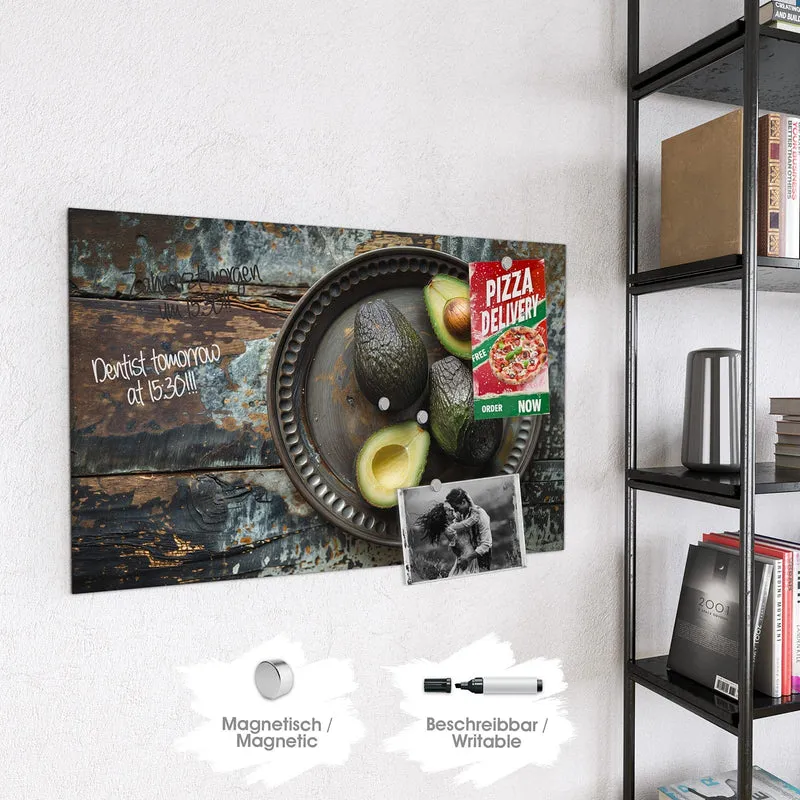 Magnettafel - Avocados auf Zinnteller