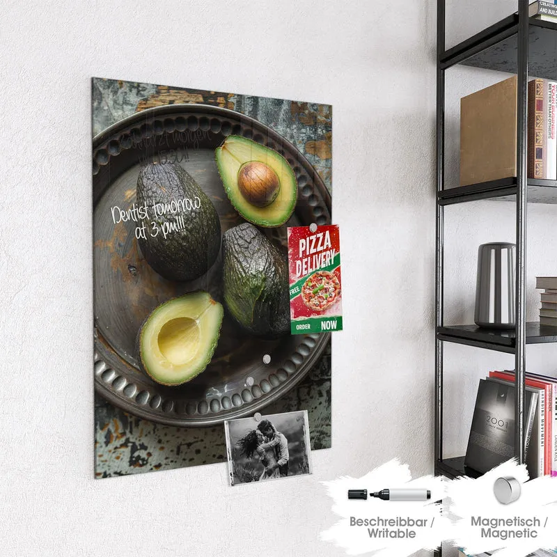 Magnettafel - Avocados auf Zinnteller