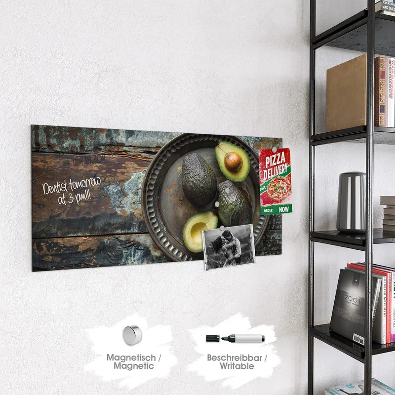 Magnettafel - Avocados auf Zinnteller