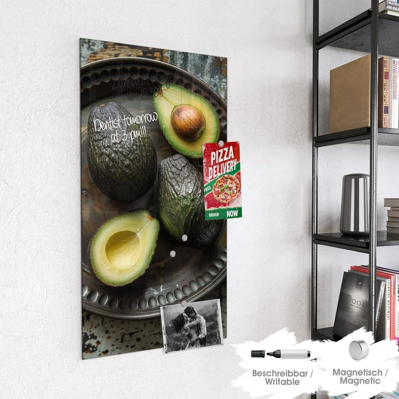 Magnettafel - Avocados auf Zinnteller