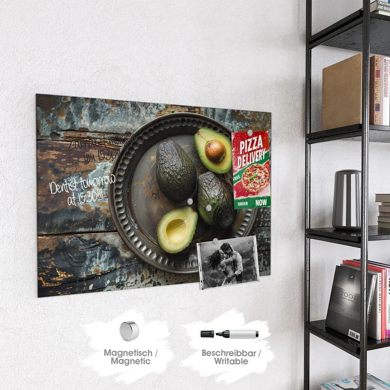 Magnettafel - Avocados auf Zinnteller