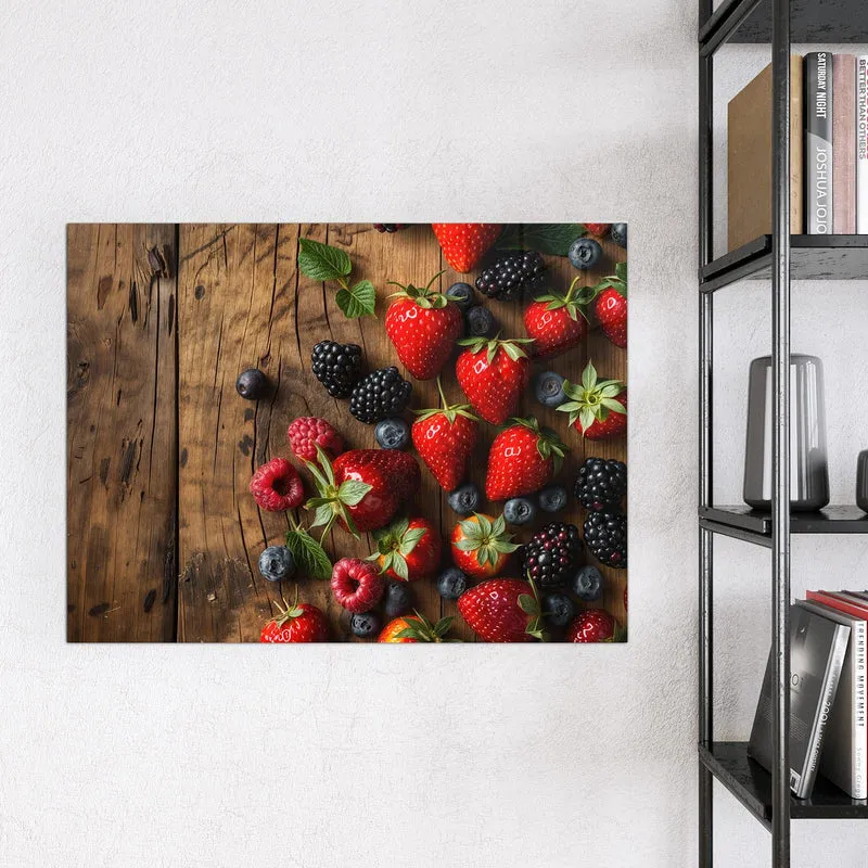 Magnettafel - Beerenmix auf Holz