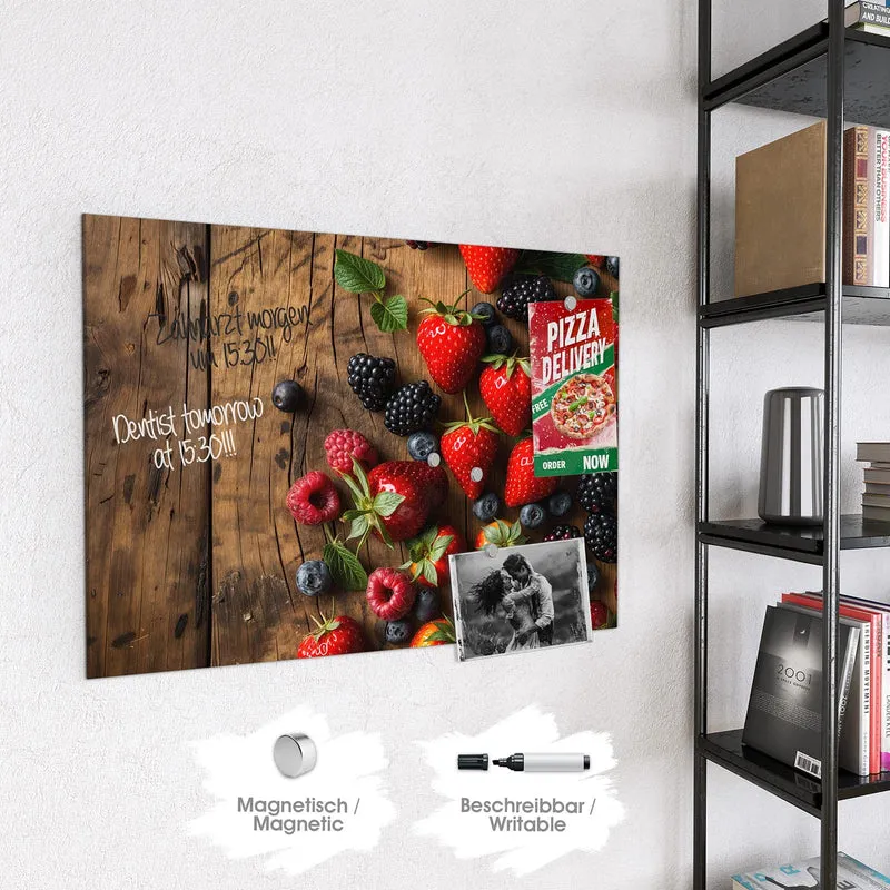 Magnettafel - Beerenmix auf Holz