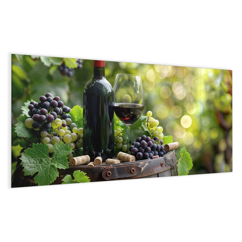 Magnettafel - Rotwein auf Holzfass