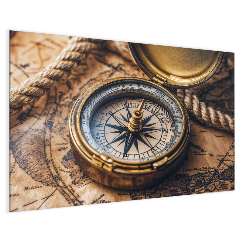 Magnettafel - Kompass auf Karte