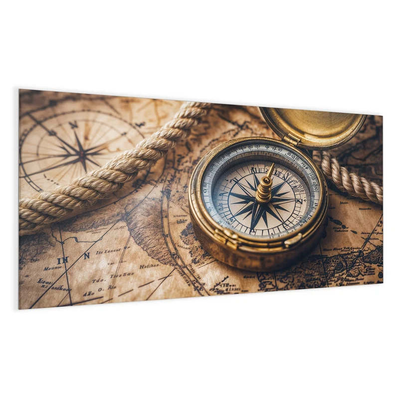Magnettafel - Kompass auf Karte