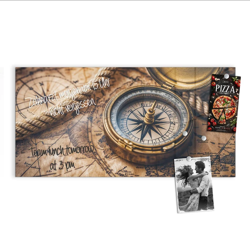 Magnettafel - Kompass auf Karte
