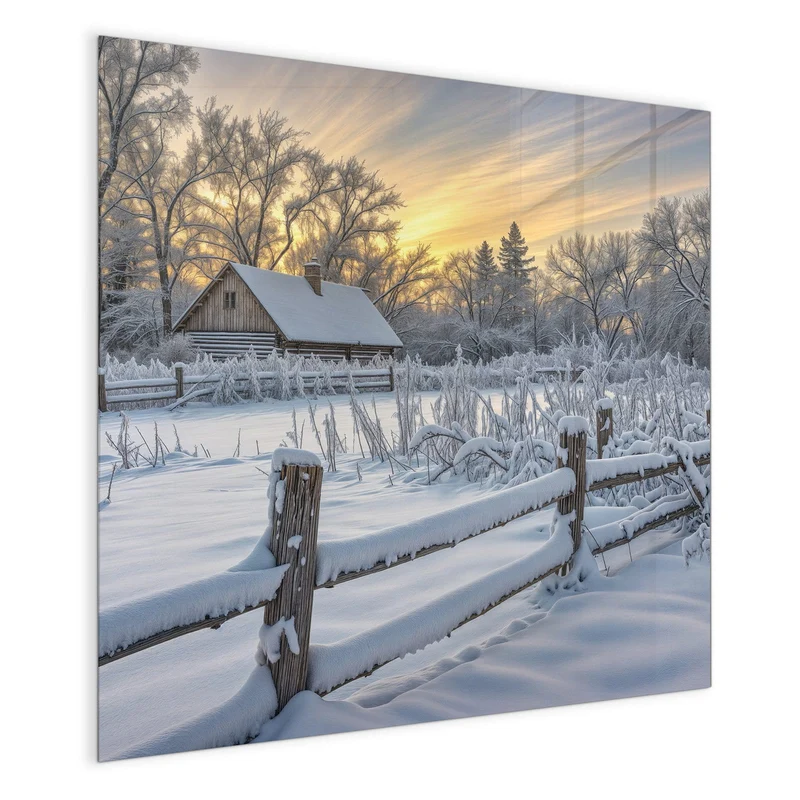 Magnettafel - Verschneites Landhaus