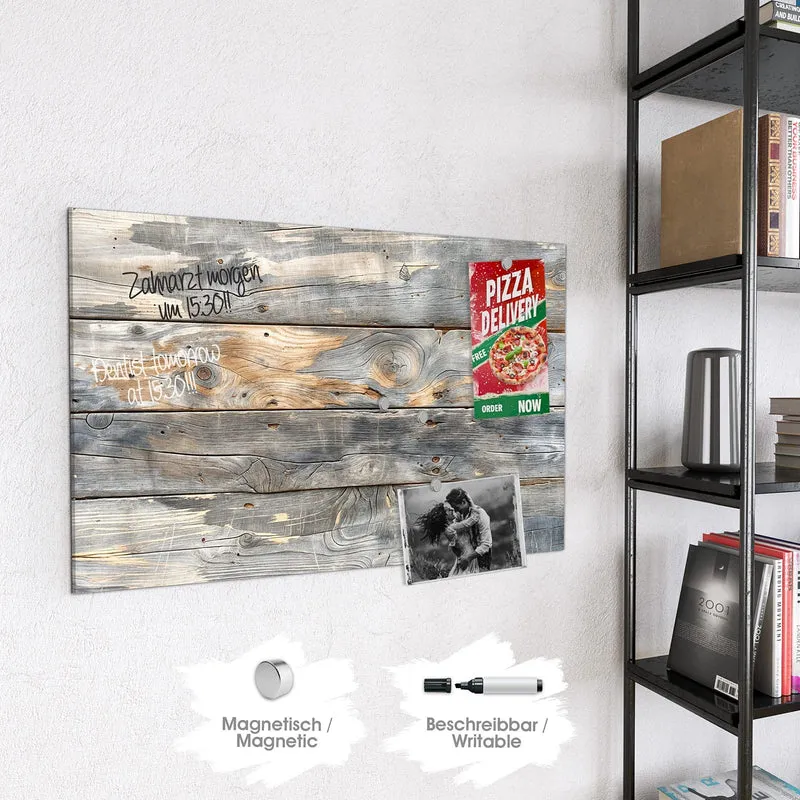 Magnettafel - Graue Holzplanken