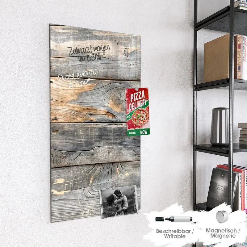 Magnettafel - Graue Holzplanken