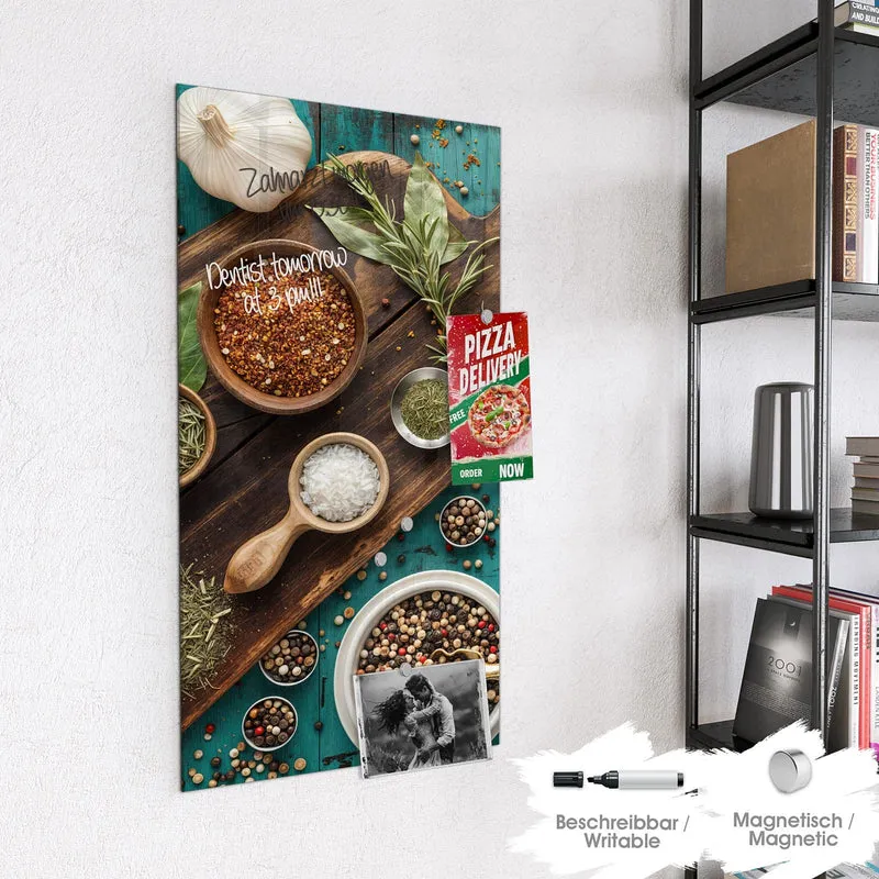 Magnettafel - Gewürze auf Türkis