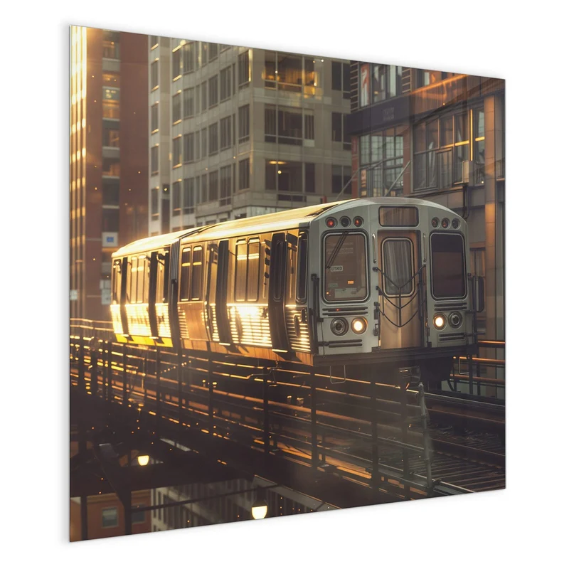 Magnettafel - Hochbahn im Abendlicht