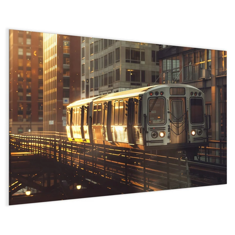 Magnettafel - Hochbahn im Abendlicht