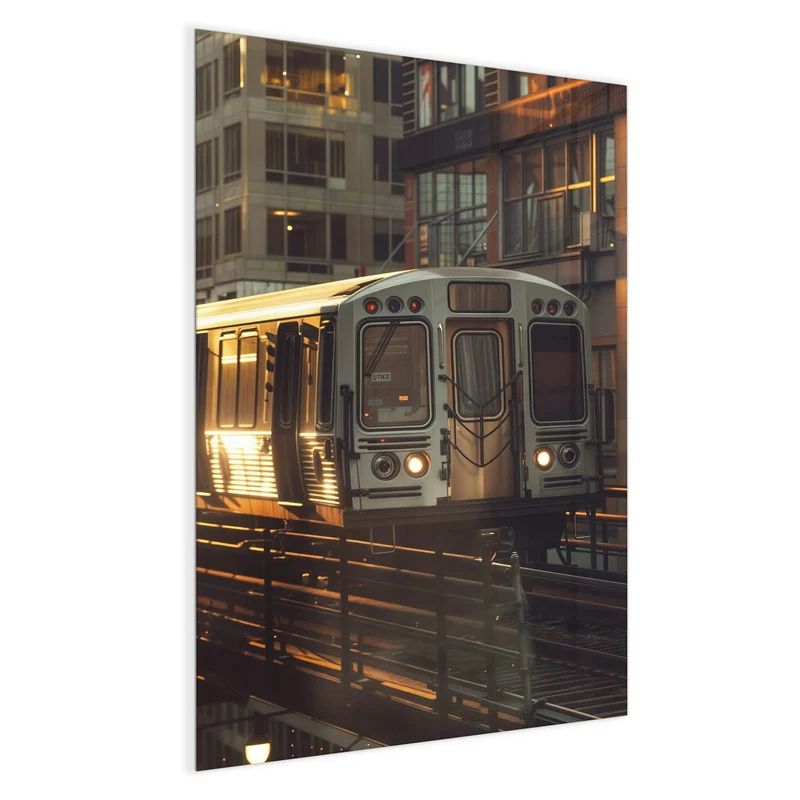 Magnettafel - Hochbahn im Abendlicht