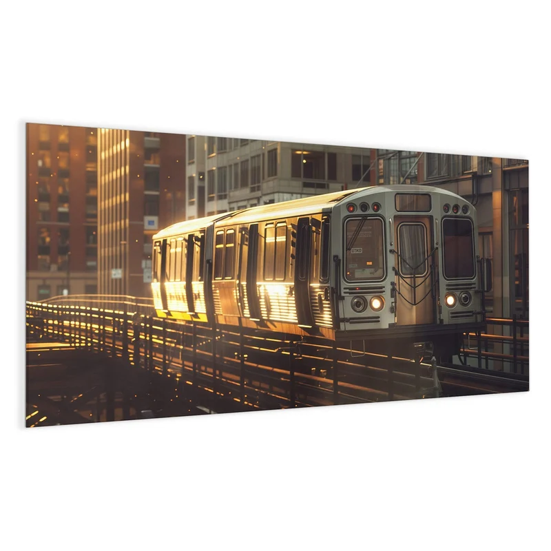 Magnettafel - Hochbahn im Abendlicht