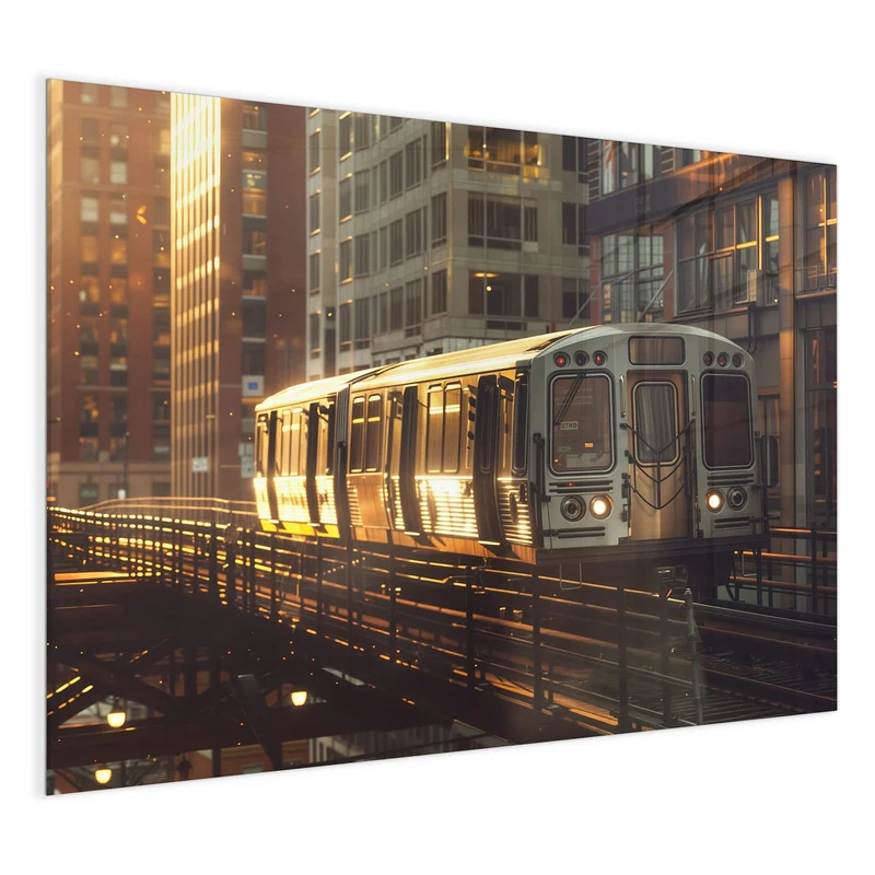 Magnettafel - Hochbahn im Abendlicht