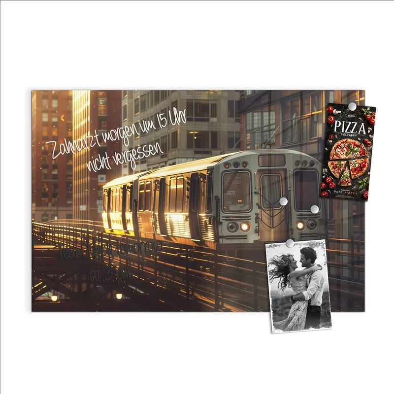 Magnettafel - Hochbahn im Abendlicht