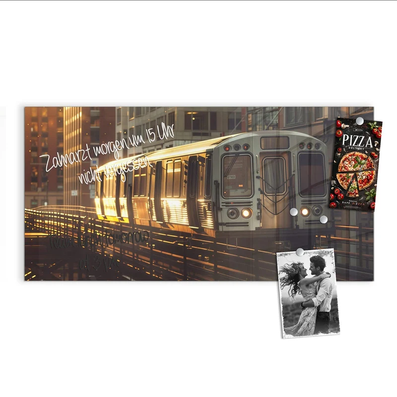 Magnettafel - Hochbahn im Abendlicht