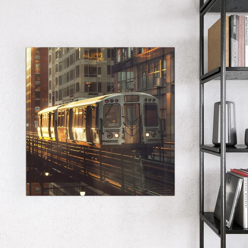 Magnettafel - Hochbahn im Abendlicht