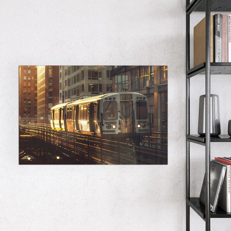 Magnettafel - Hochbahn im Abendlicht