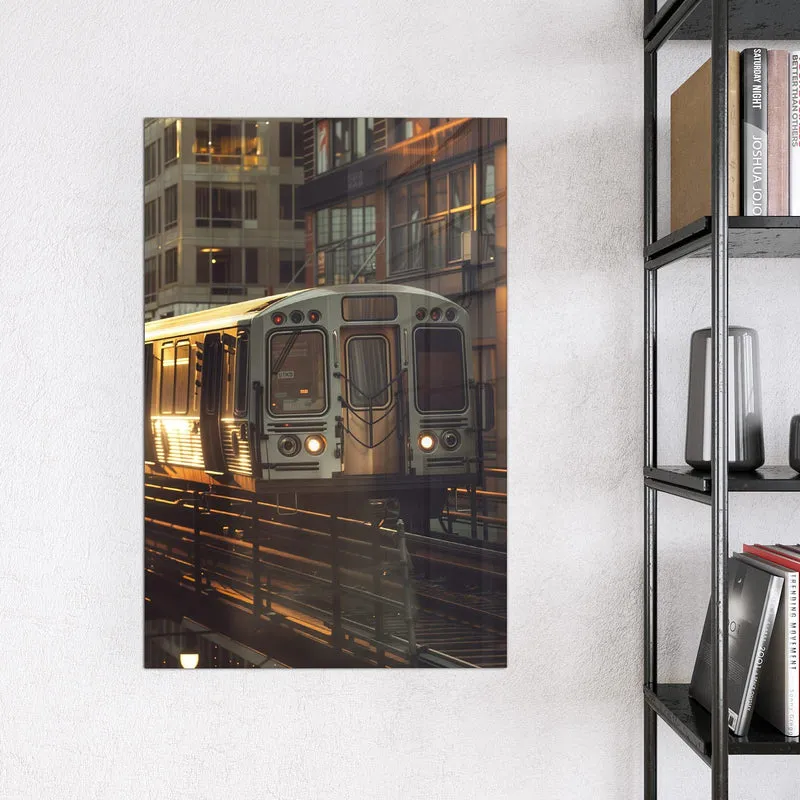 Magnettafel - Hochbahn im Abendlicht
