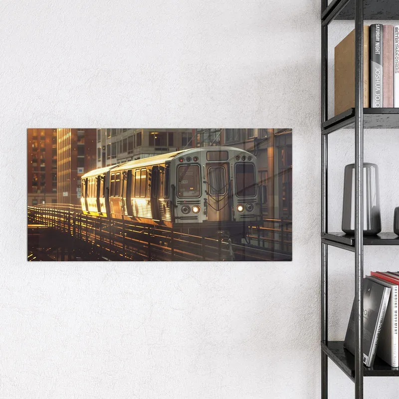 Magnettafel - Hochbahn im Abendlicht