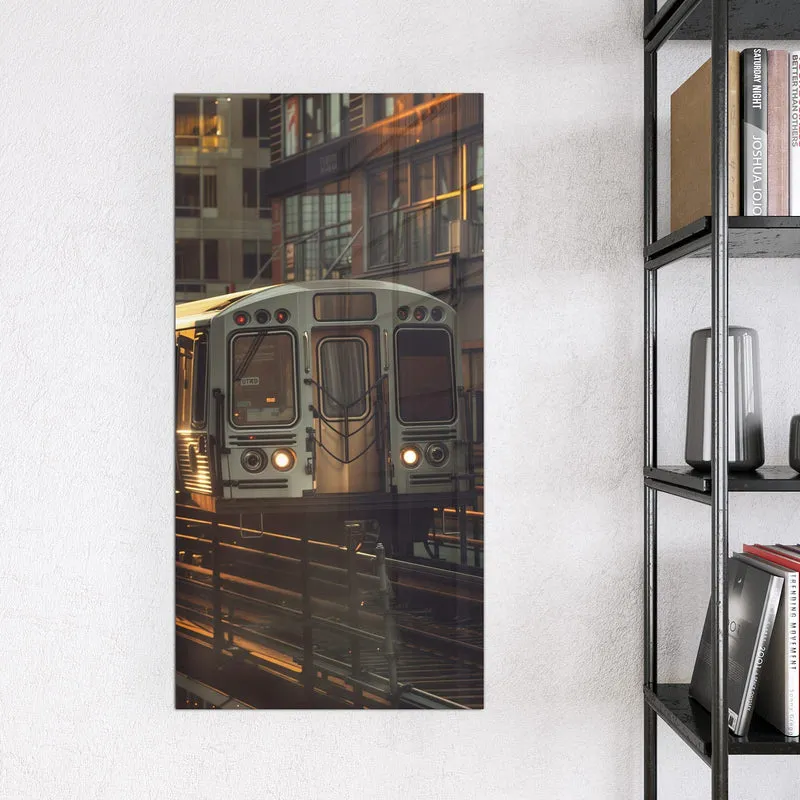 Magnettafel - Hochbahn im Abendlicht
