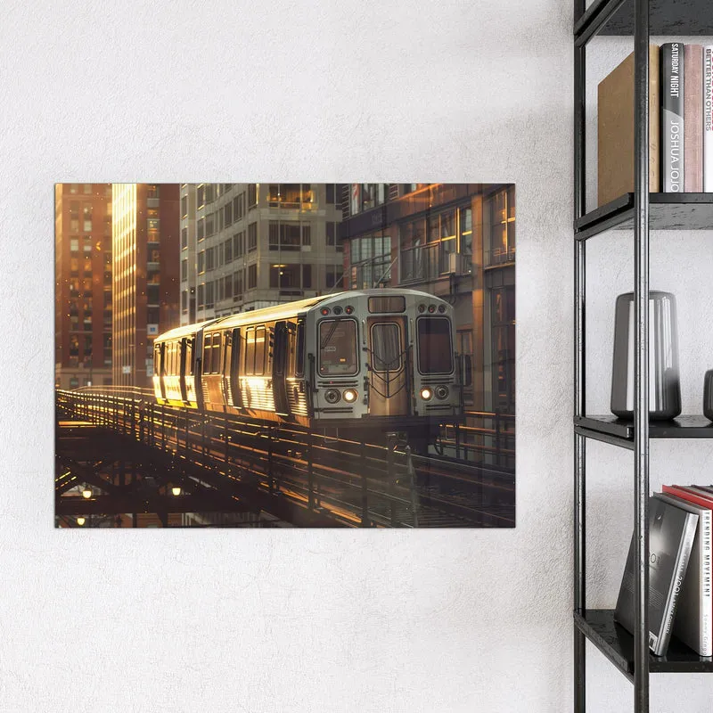 Magnettafel - Hochbahn im Abendlicht