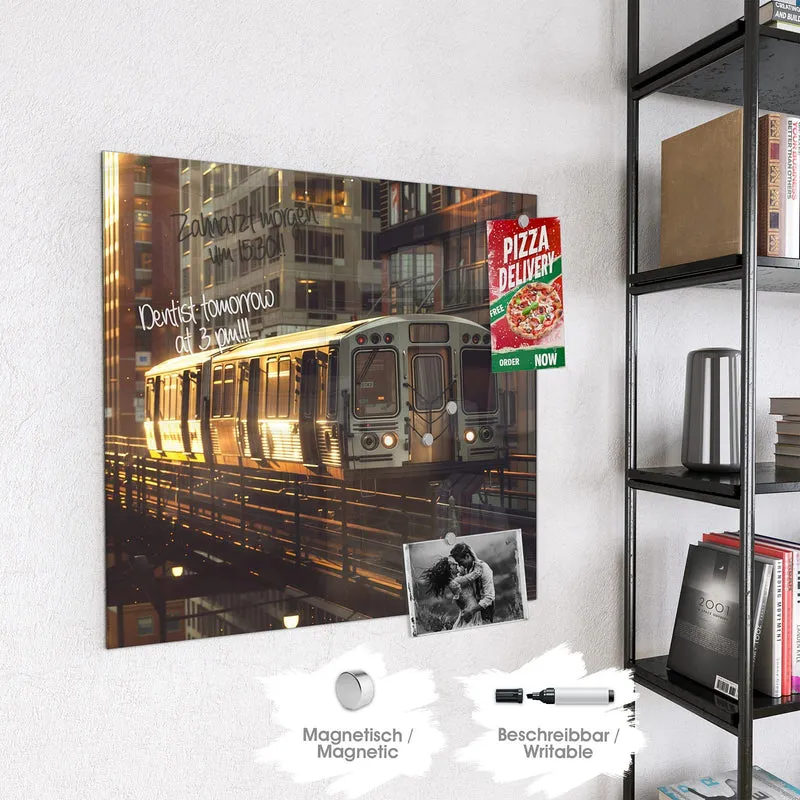 Magnettafel - Hochbahn im Abendlicht